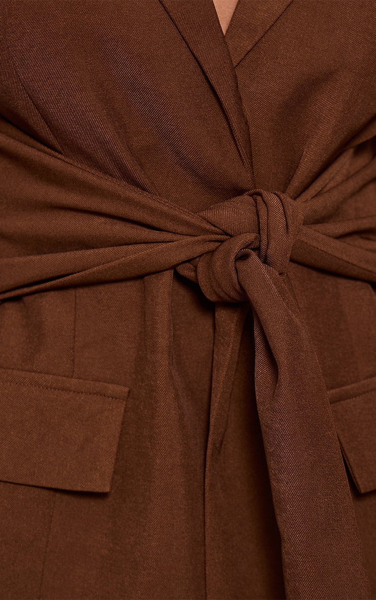 Shape Blazer chocolat à taille cintrée et ceinture nouée image 4