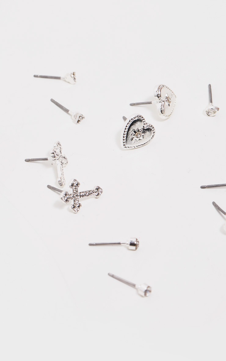Silver Multi Stud And Hoop Pack Accessories PrettyLittleThing