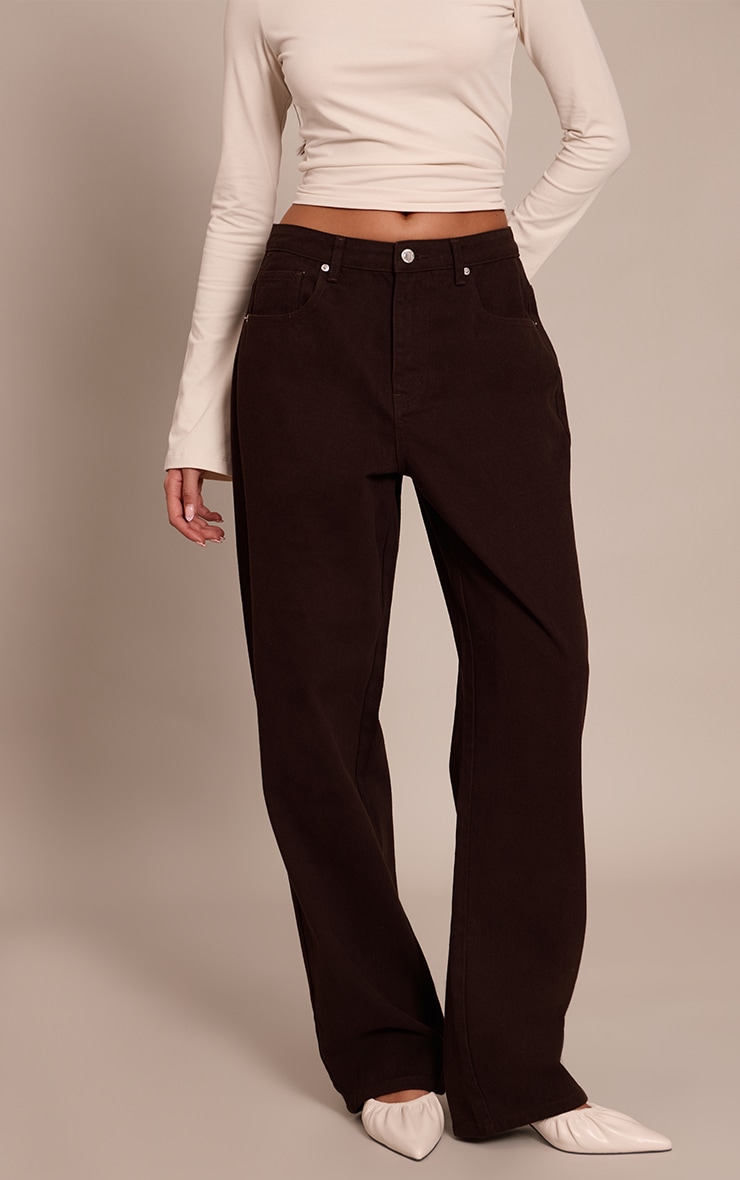 PRETTYLITTLETHING Chocolate Mid Rise Boyfriend Jeans image 2
