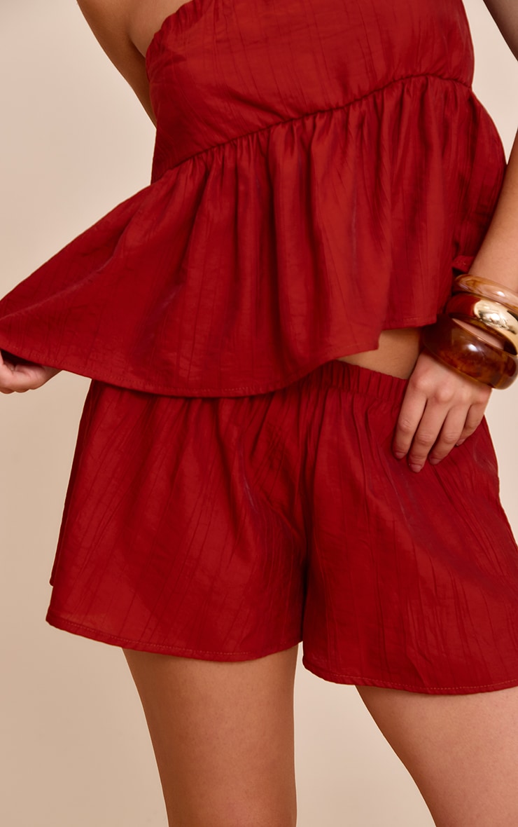 Rust Textured Casual Shorts image 5