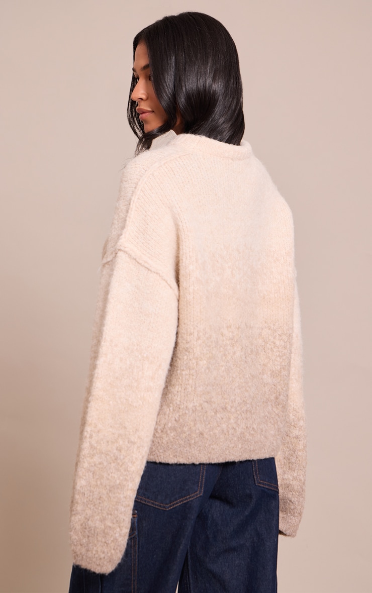 Tall Cream Ombre Crew Neck Knitted Sweater image 2