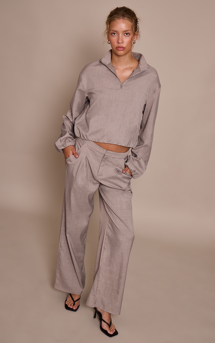 Veste de tailleur gris pierre à quart de zip image 3