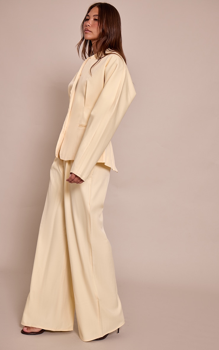  Butter Cream Premium Woven Tailored Wide Leg Pleated Front Pants image 2