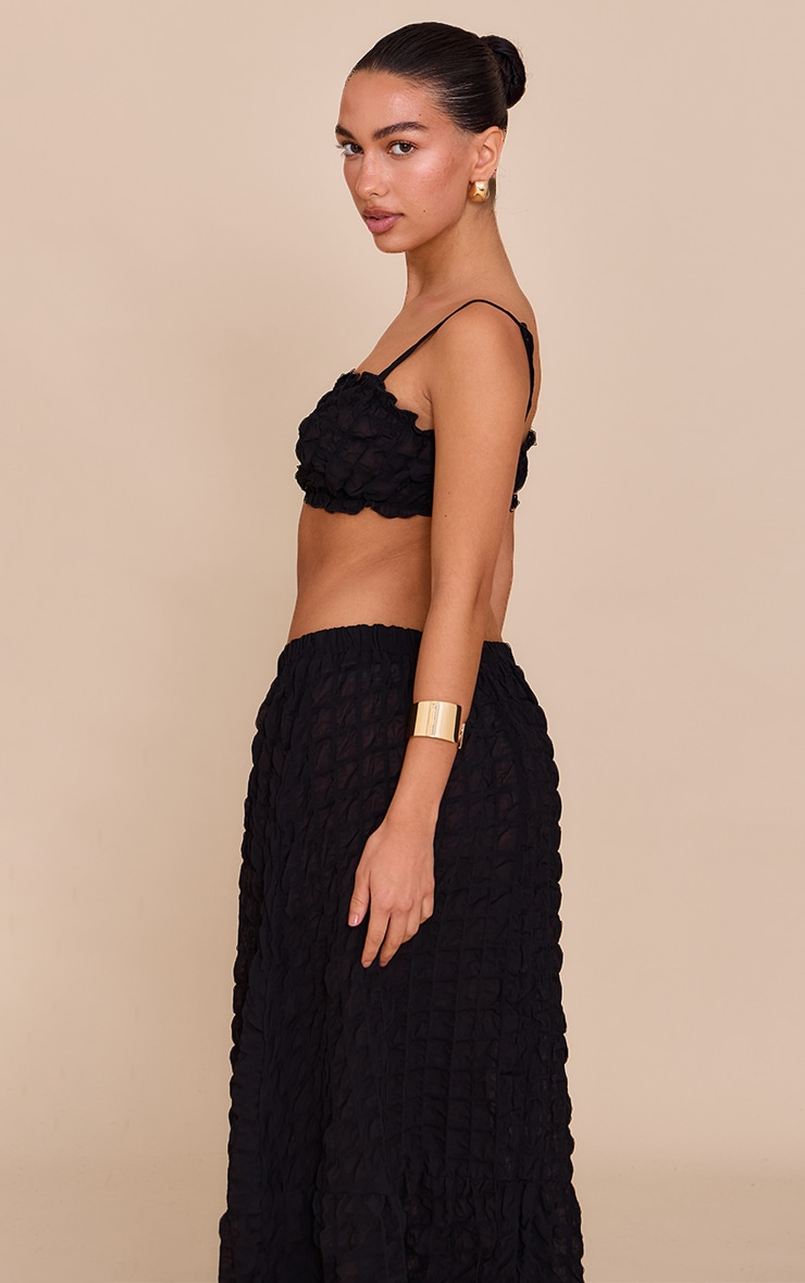 Bralette texturée noire froncée image 2