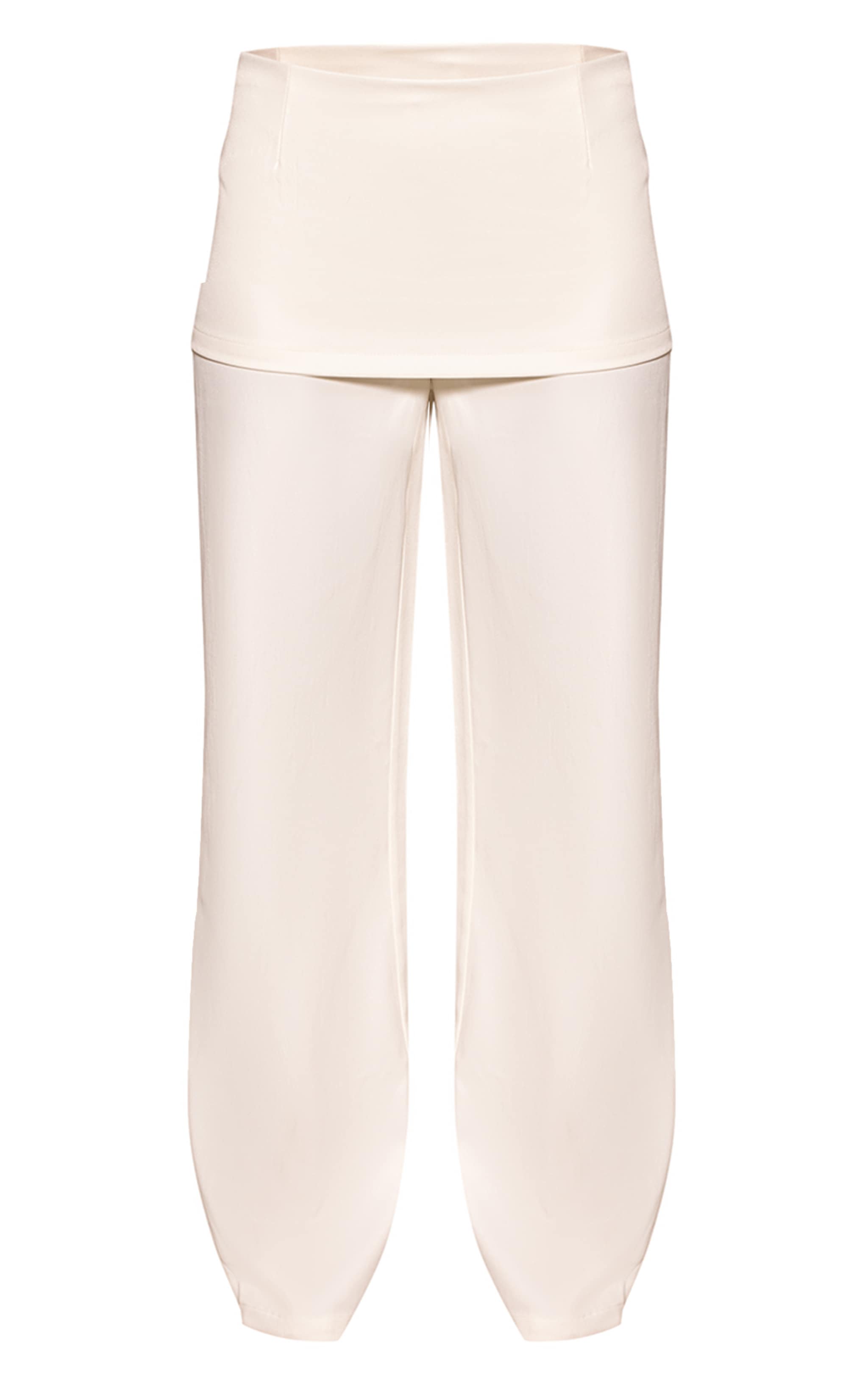 Cream Overlay Detail Wide Leg Pants image 5