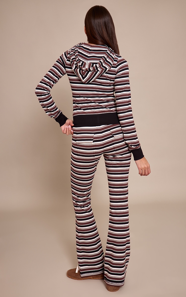 Black Stripe Low Rise Skinny Flare Pants image 3