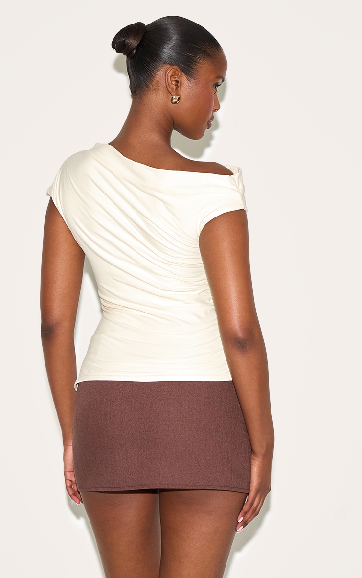 Almond Soft Touch Ruched Asymmetric Longline Top image 2