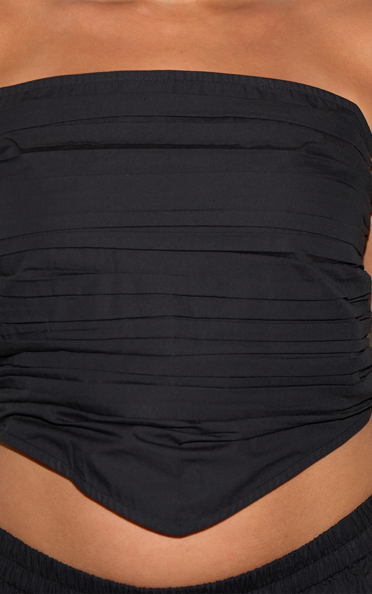Top Bandeau Froncé en Popeline de Coton Noir Grande Taille image 4