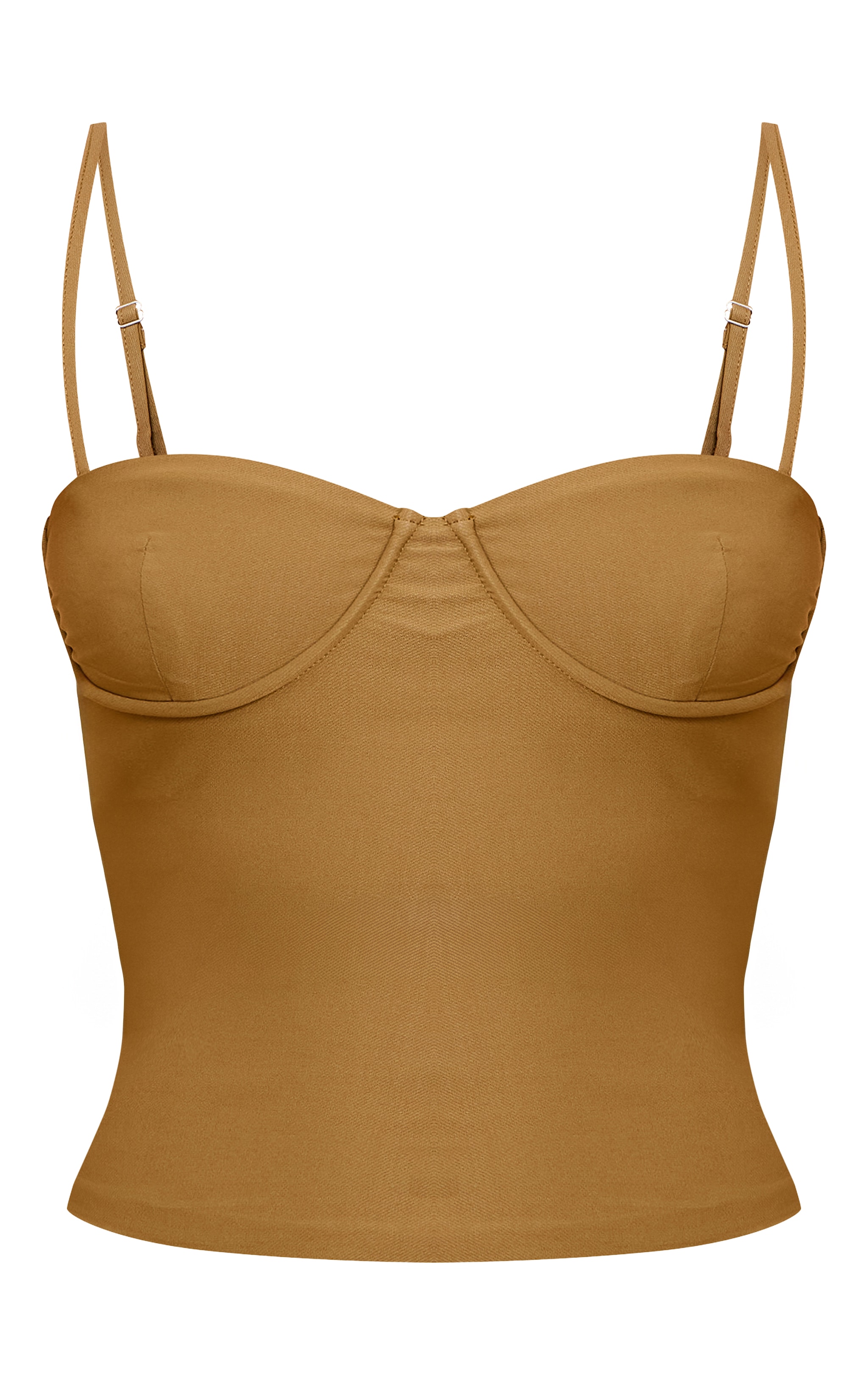 Débardeur tissé stretch vert olive à bretelles fines image 5