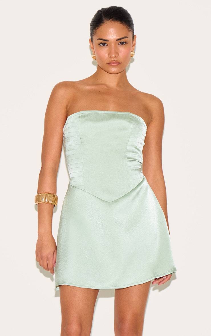 Petite Iced Mint Corset Mini Dress image 1