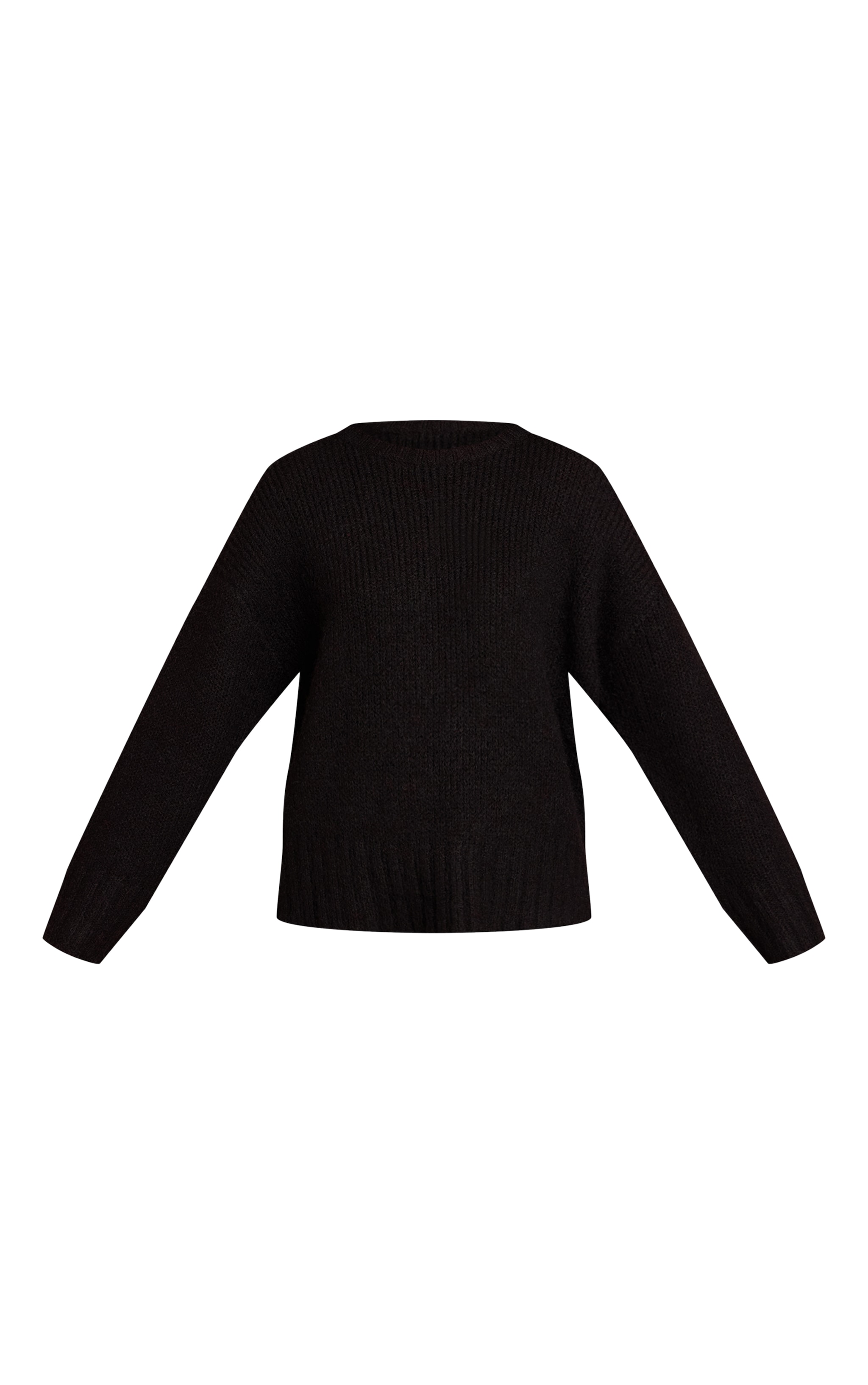Black Rib Detail Oversized Sweater image 5