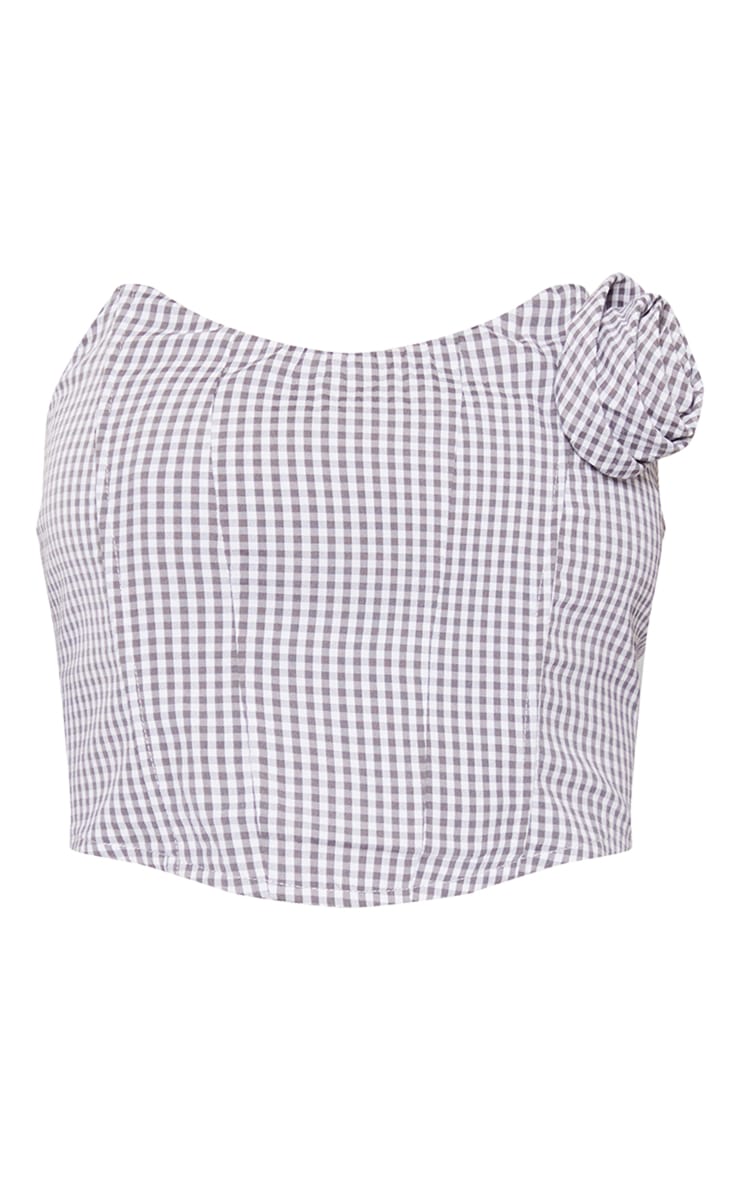 Tall Monochrome Check Rose Detail Corset Top image 5