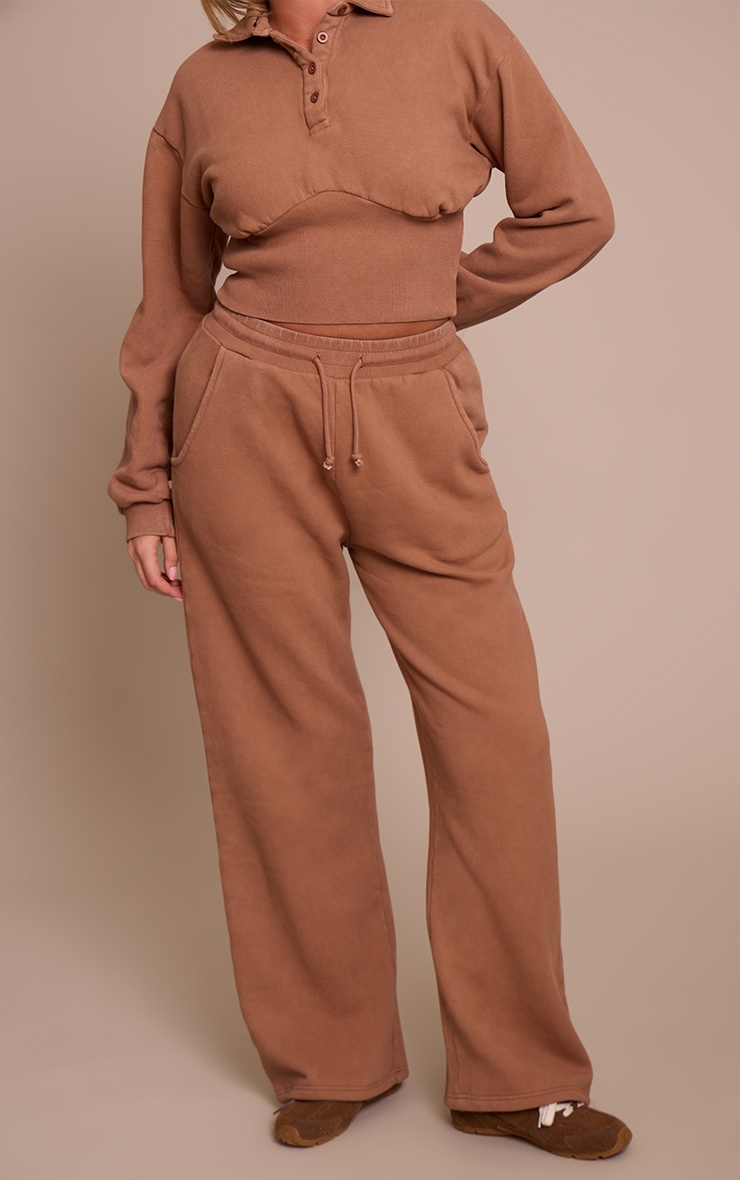 Shape Chocolate Washed Tie Waist Straight Leg Sweatpants image 2