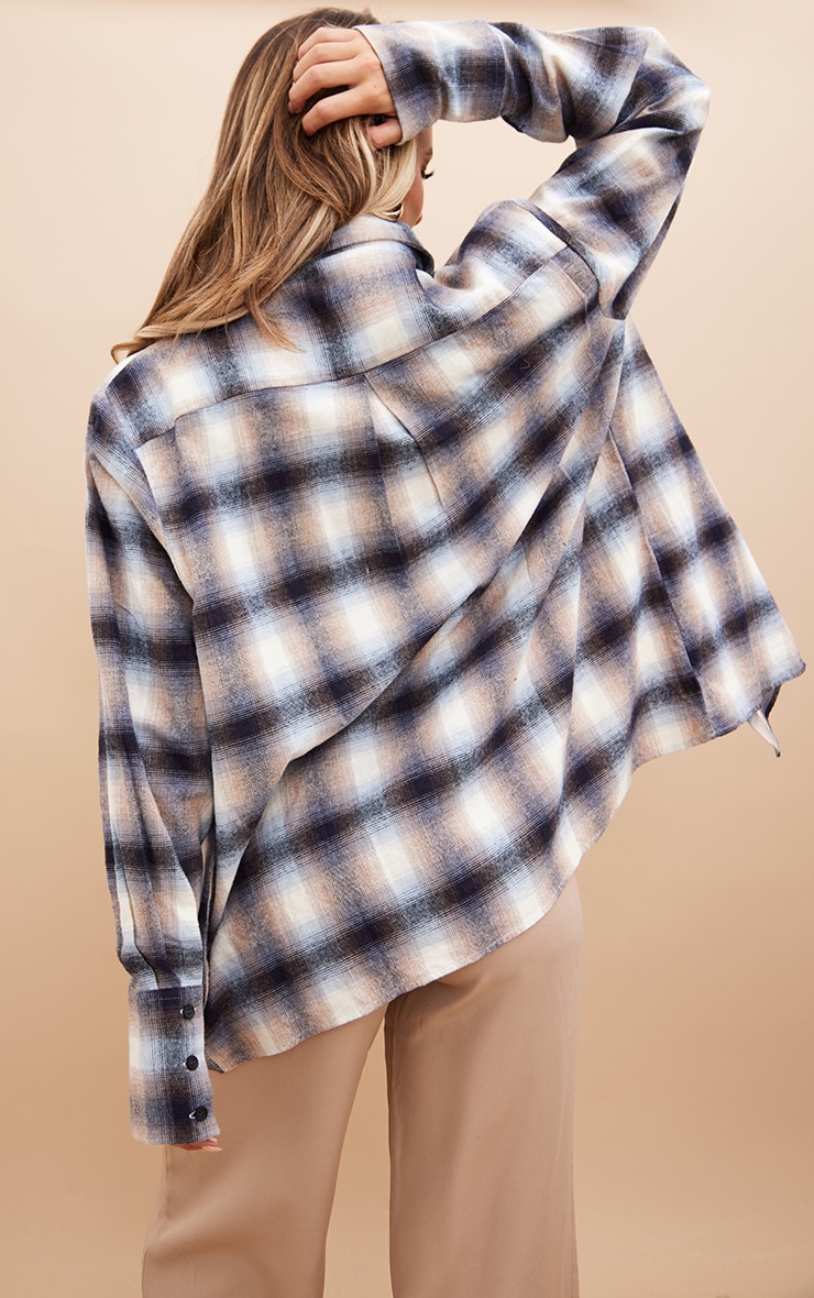 Black Lightweight Check Oversized Shirt image 2