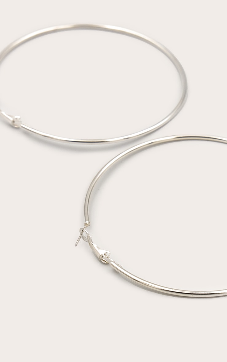 Silver 80mm Large Hoop Earrings image 2