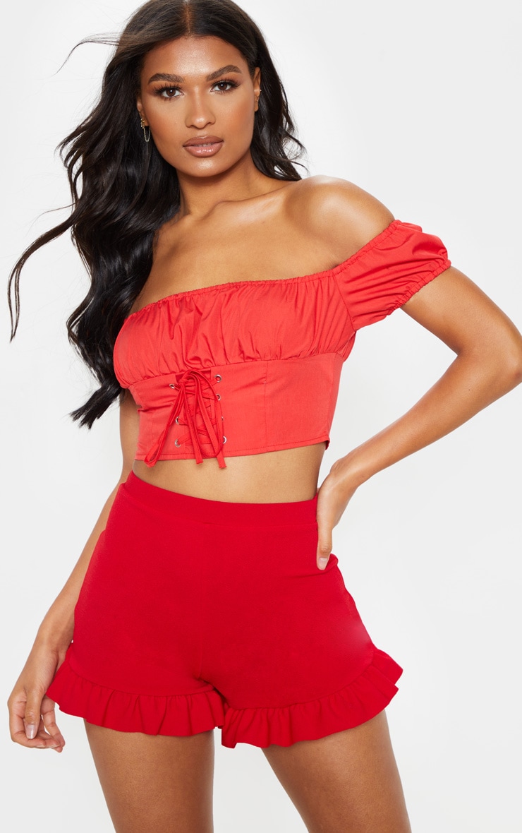 Red Frill Shorts