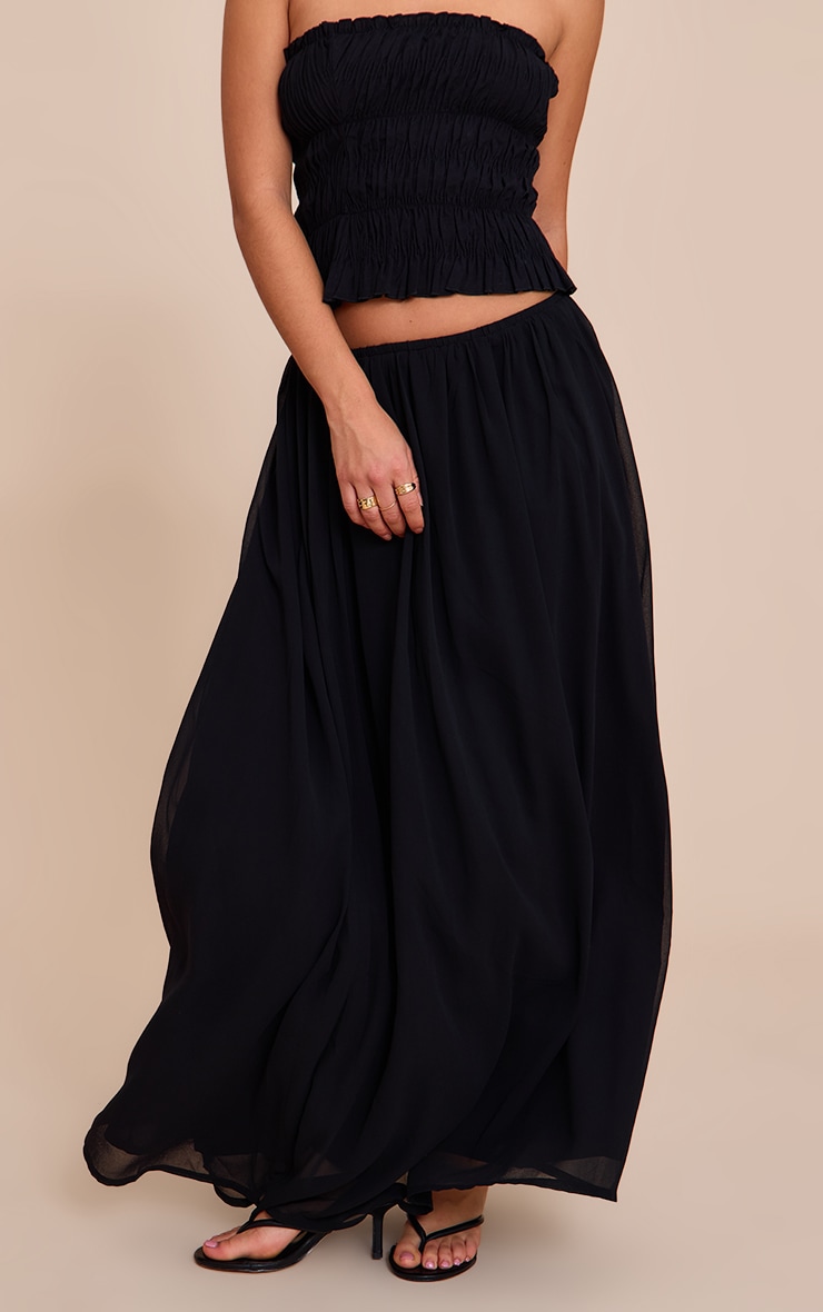 Black Chiffon Floaty Maxi Skirt image 2