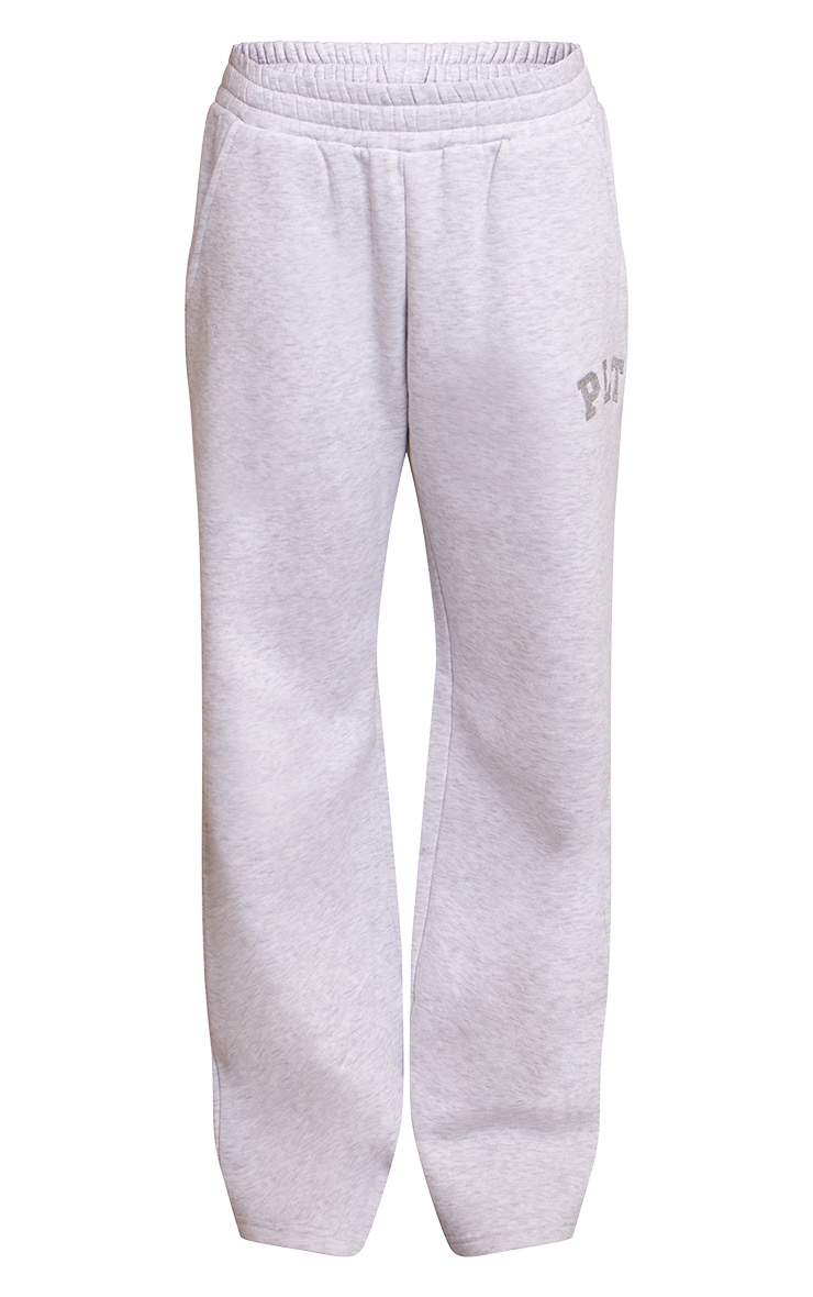 PLT Ash Grey Glitter Logo Straight Leg Sweatpants image 5