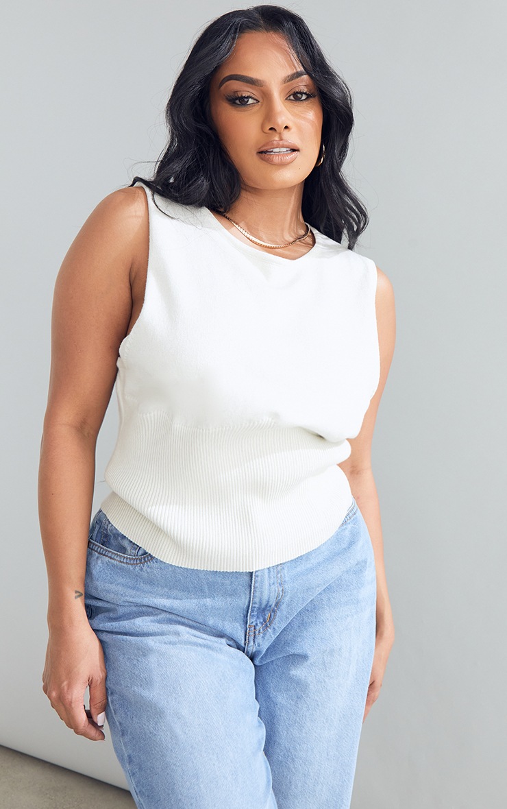 cream knitted vest top