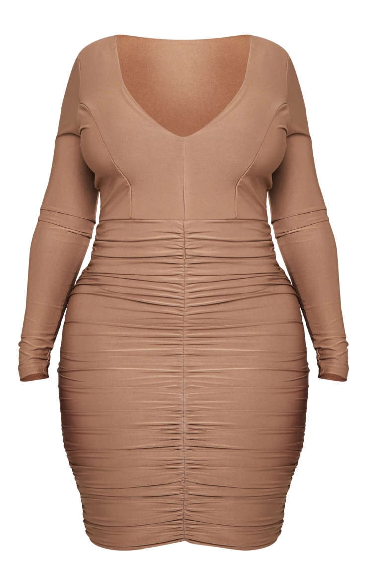 Shape Robe courte moulante taupe froncée image 5