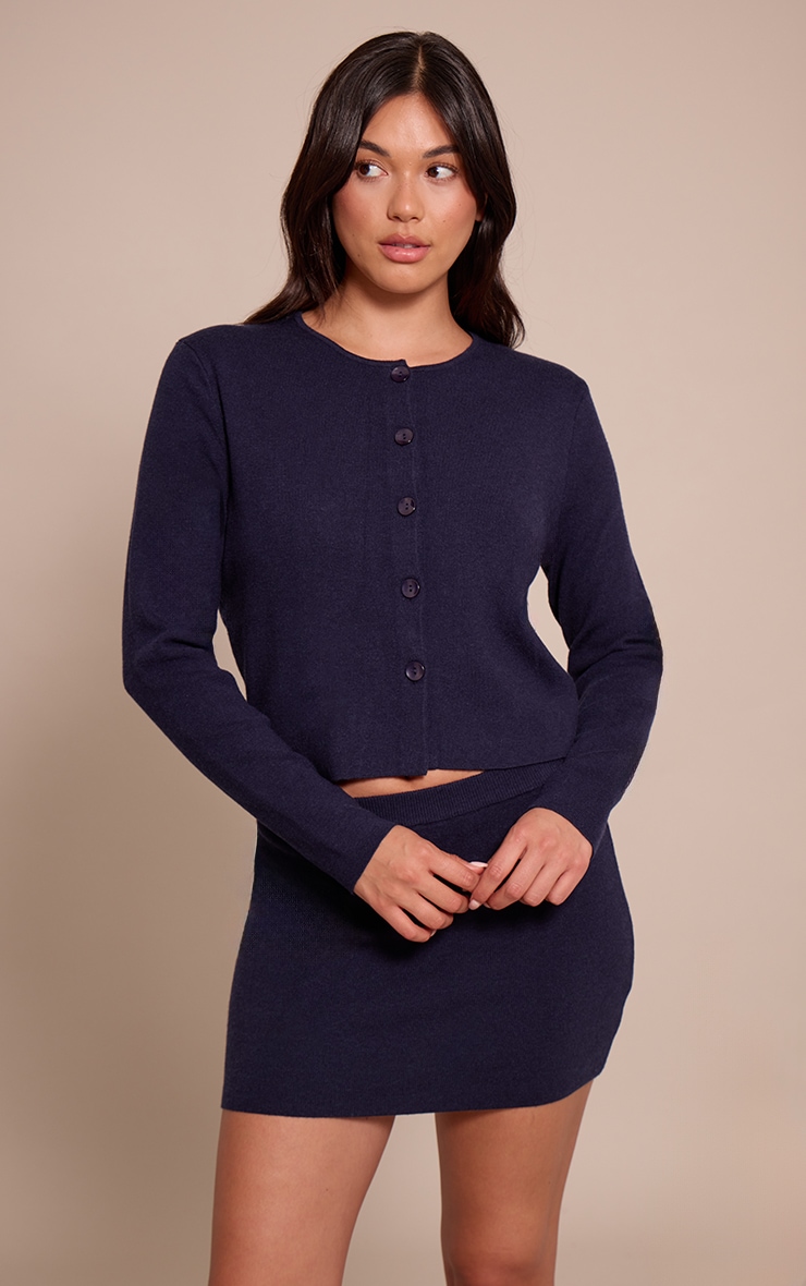 Navy Compact Knit Skirt image 4