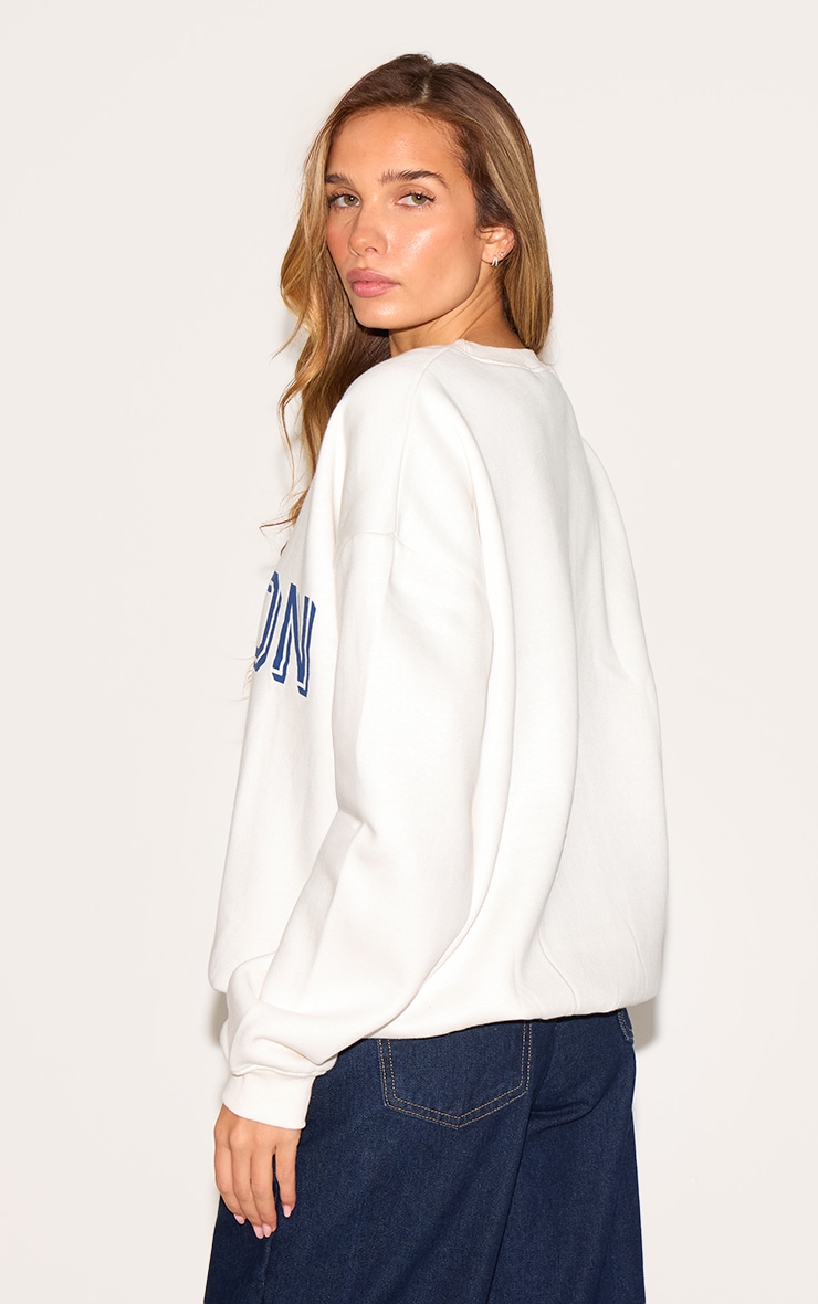 Cream Oversized Boston Print Sweatshirt image 2