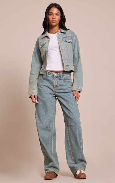 Tall Jean ballon vintage à taille basse et coutures devant