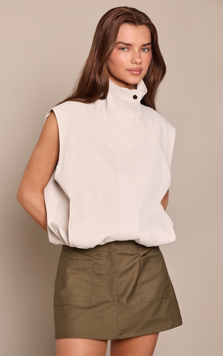 Khaki Woven Square Pocket Detail Tailored Skort