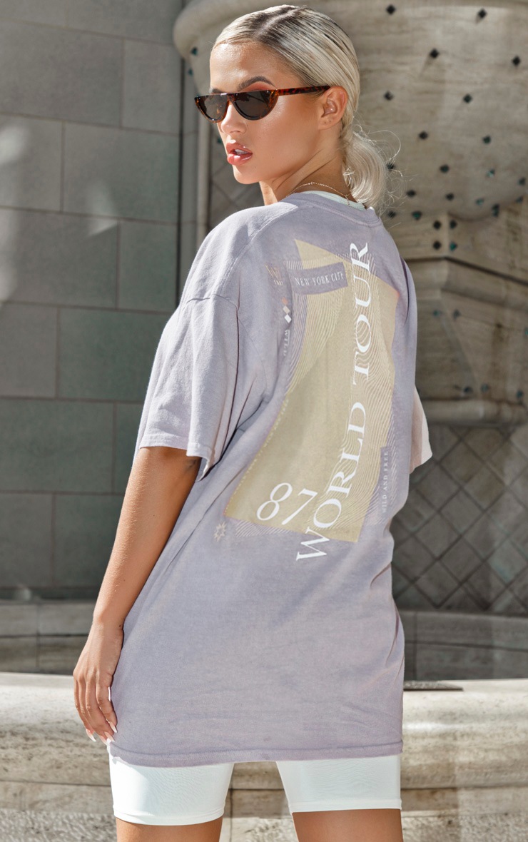 Taupe Slogan Washed T Shirt