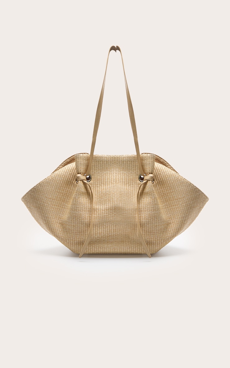 Natural Contrast Raffia Drawstring Beach Bag image 2