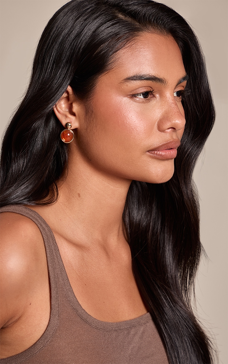 Gold Smooth Smokey Resin Circular Stud Earrings