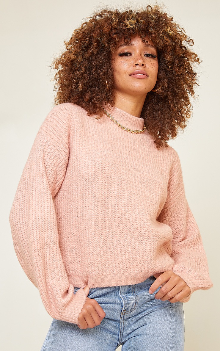Blush Fluffy Yarn Turtle Neck Sweater
