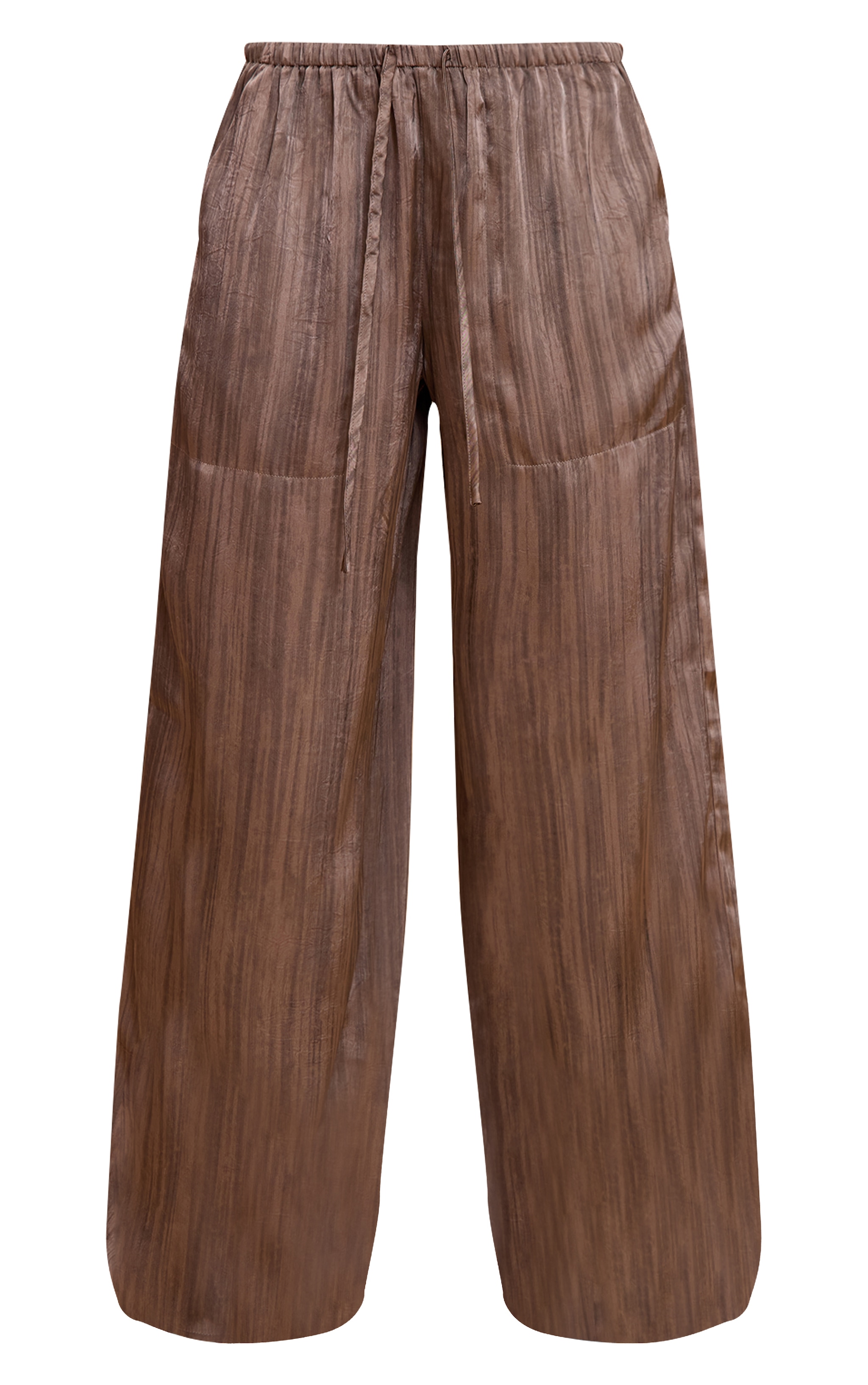 Grey Textured Woven Printed Satin Wide Leg Pants image 5