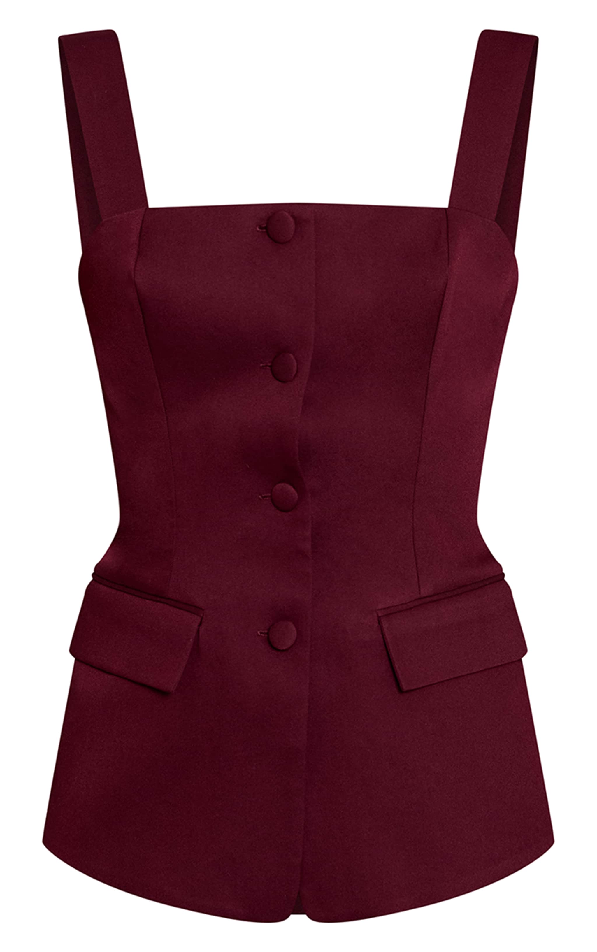 Dark Plum Button Detail Corset Waistcoat image 5