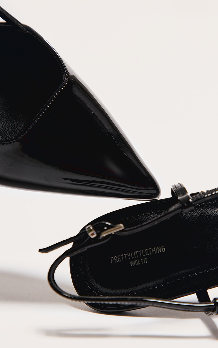 Black Patent Wide Fit Point Toe High Stiletto Court Heels image 4