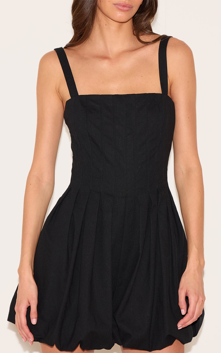  Black Twill Pleated Puffball Playsuit image 4