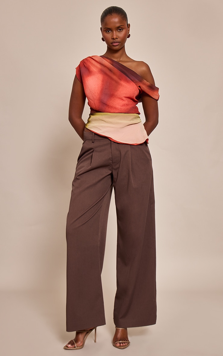 Multi Printed Chiffon Asymmetric Drapey Long Top image 3