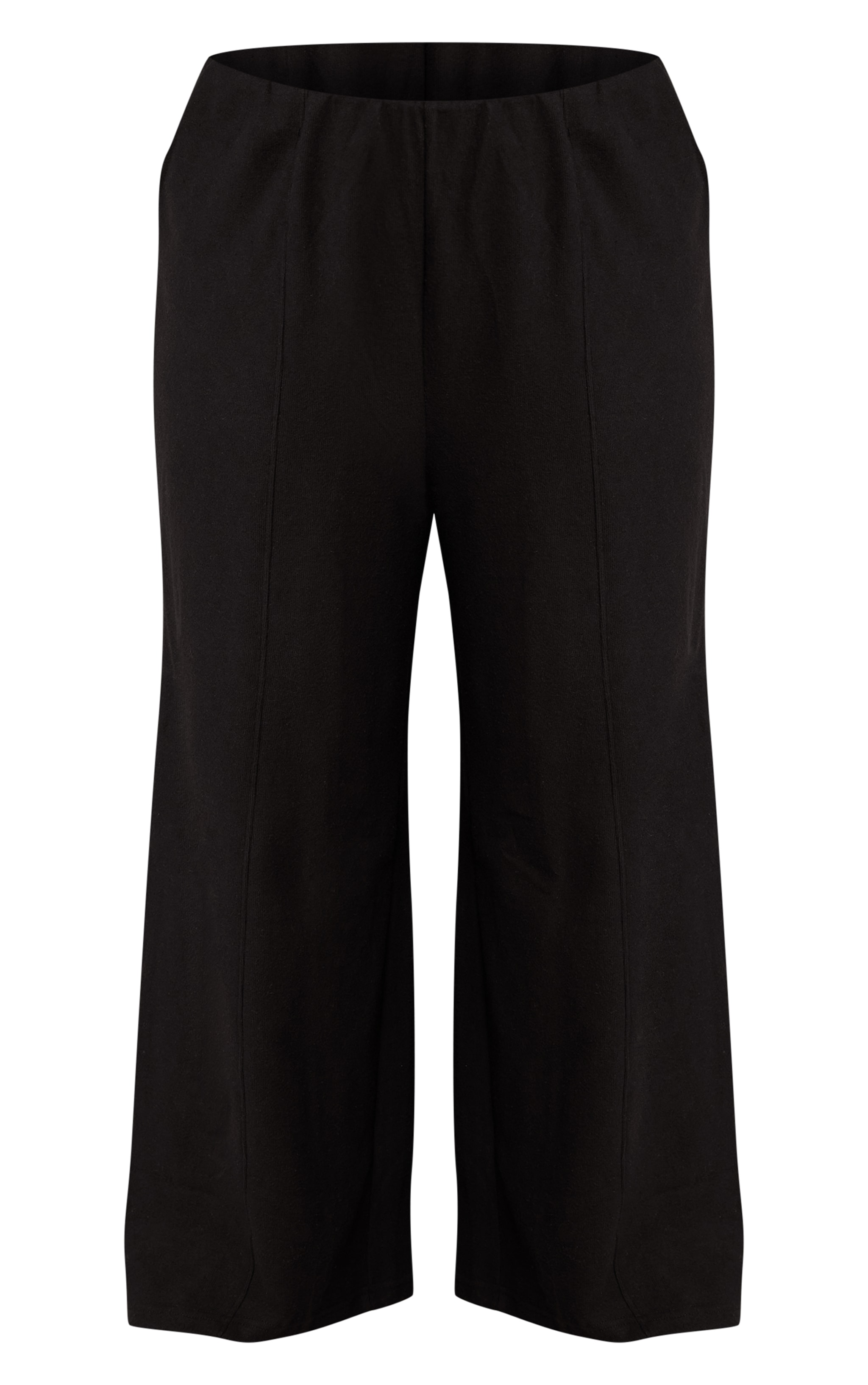 Plus Black Soft Touch Pintuck Wide Leg Joggers image 5