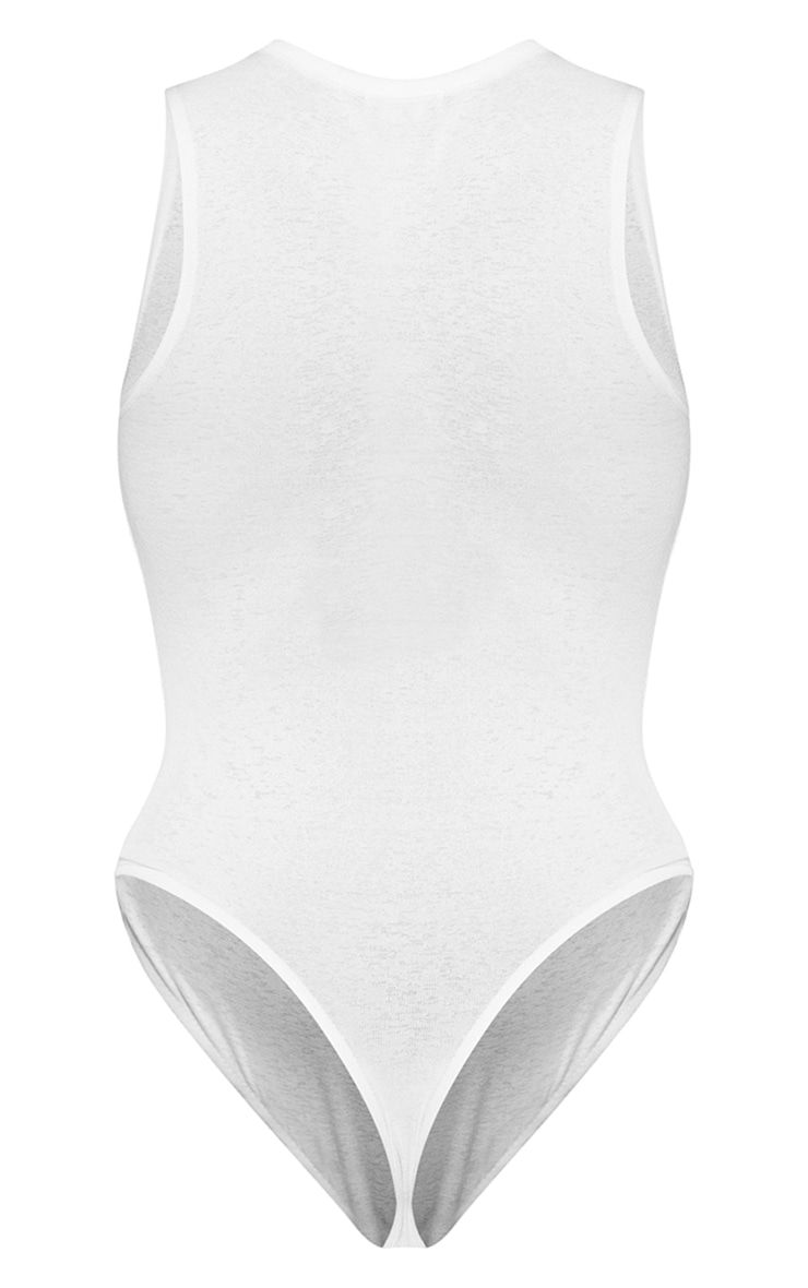 White Burnout Mesh Racer Bodysuit Tops PrettyLittleThing AUS