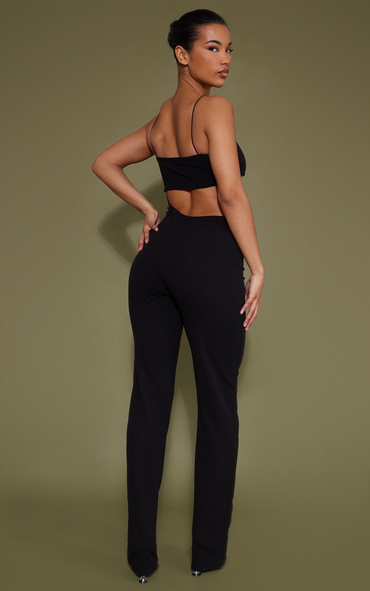 Black Crepe Cut Out Straight Leg Jumpsuit image 2