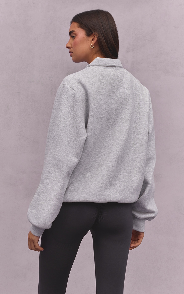 Ash Grey Athletics Club Cotton Fleece Polo Sweatshirt image 2