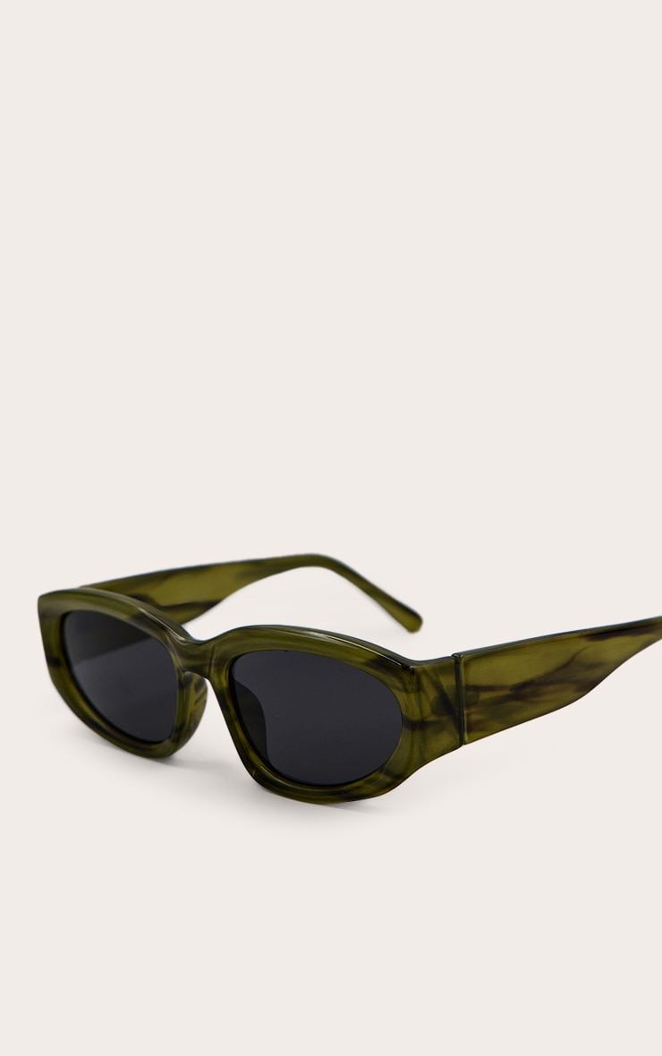 Green Marble Chunky Angled Sunglasses image 4