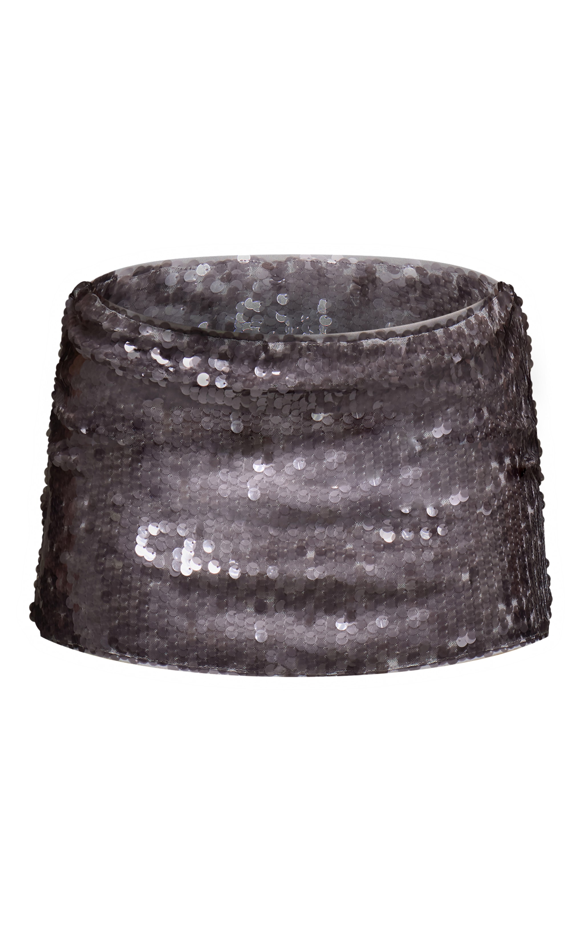 Grey Sequin Ruched Mini Skirt image 6