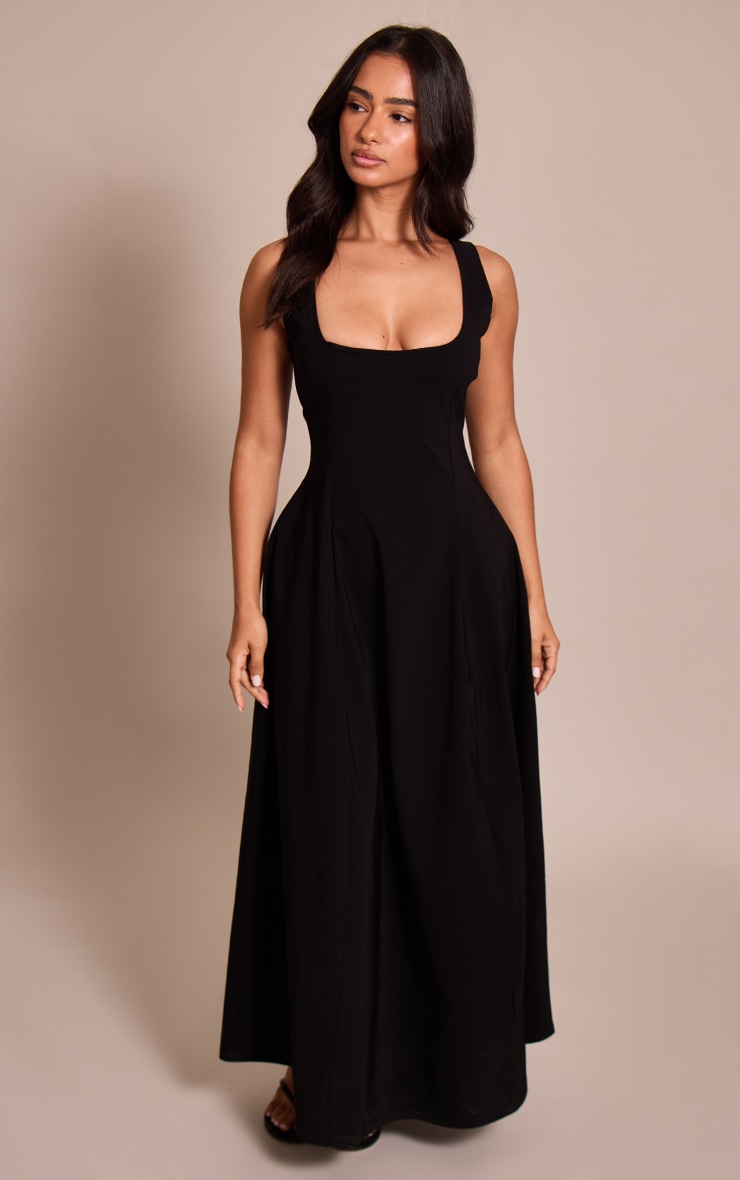 Petite Black Scoop Neck Sleeveless Maxi Dress image 3