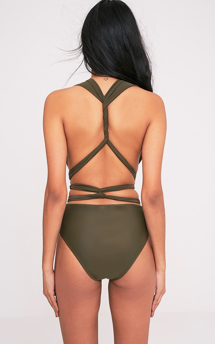 Amanda Khaki Multiway Swimsuit Swimwear PrettylittleThing