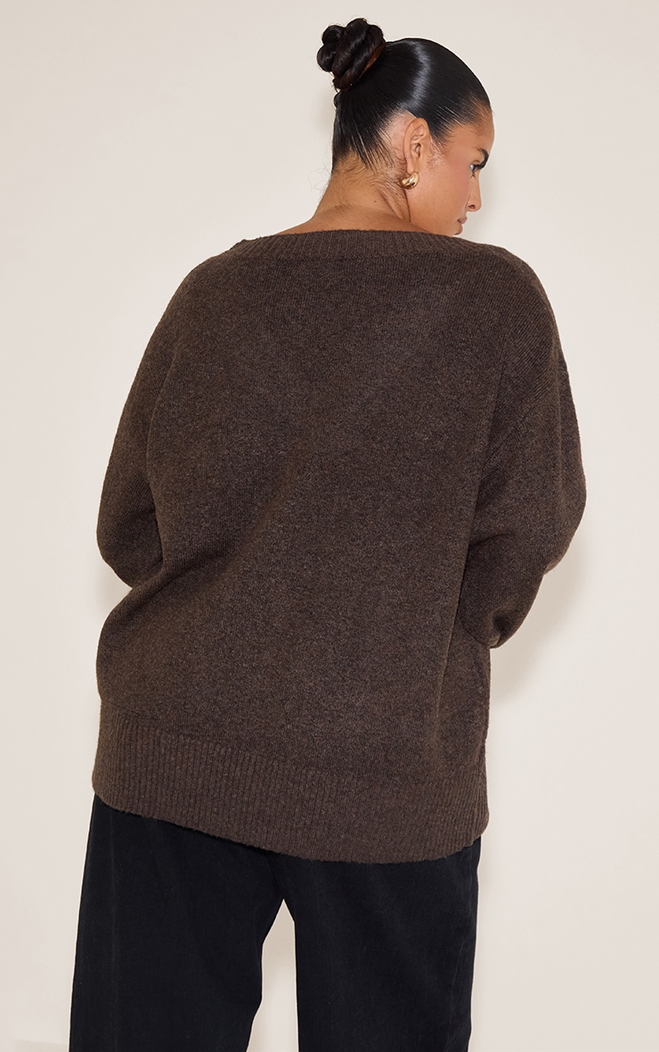 Plus Chocolate Knit V-neck Jumper image 2
