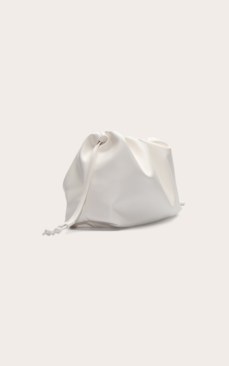 Cream Pu Oversize Drawstring Clutch Bag image 3
