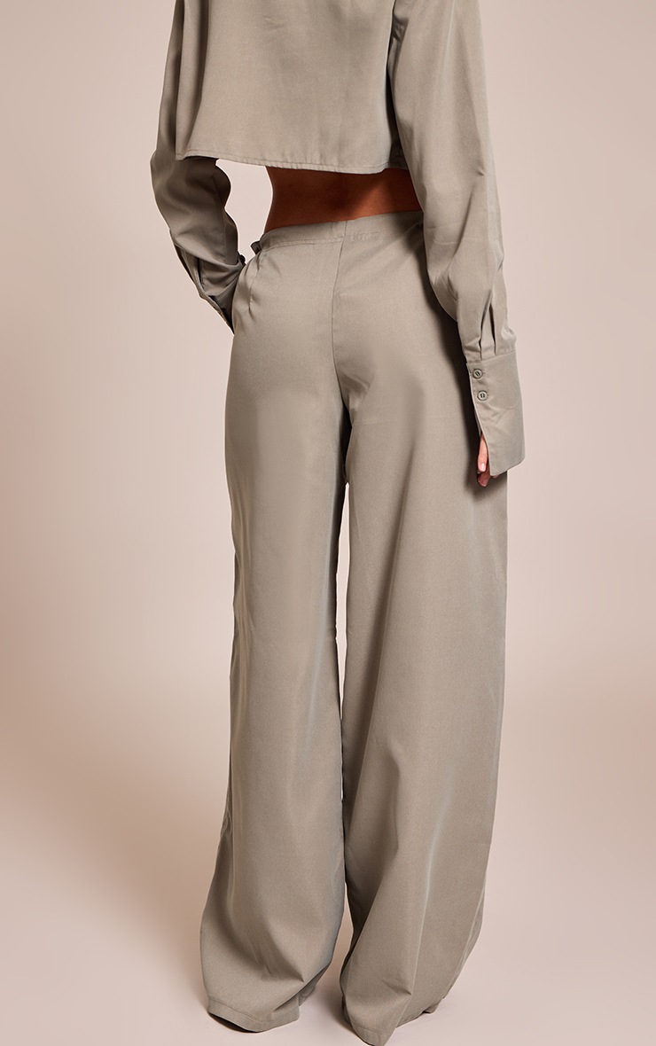Khaki Draped Wide-leg Drawstring Trousers 19096