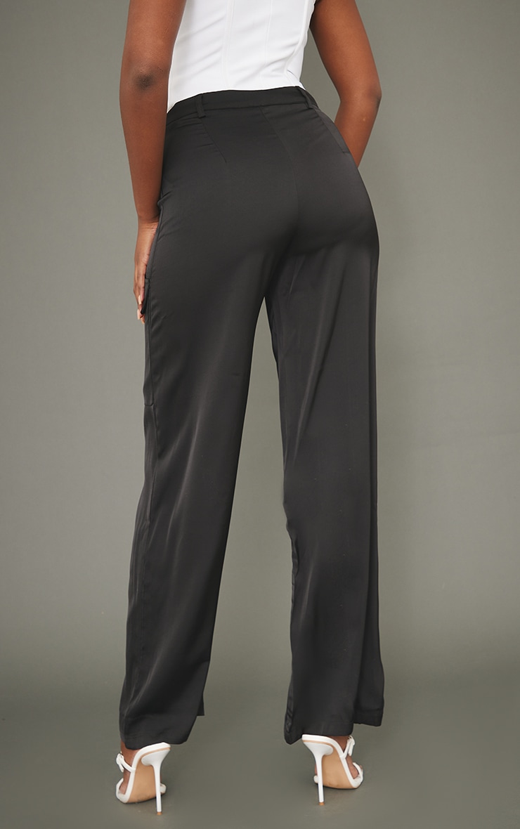 Black Satin Wide Leg Cargo's image 3