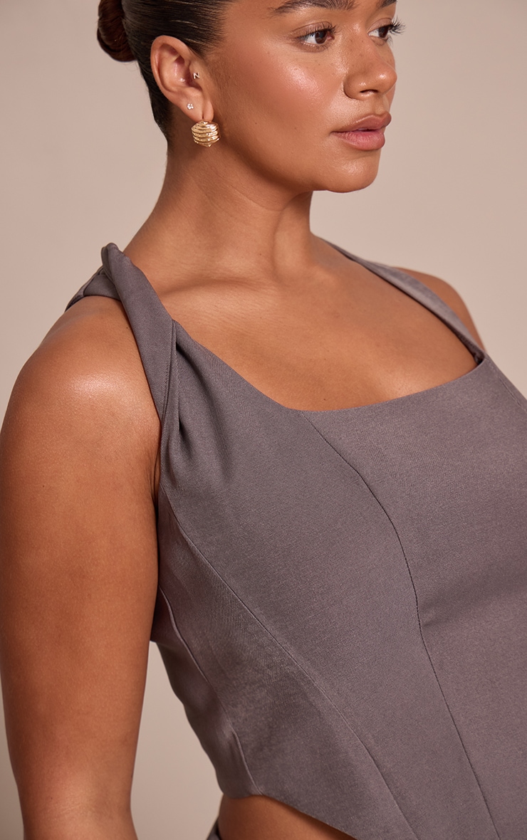 Shape Charcoal Tailored Twist Shoulder Corset Top image 4